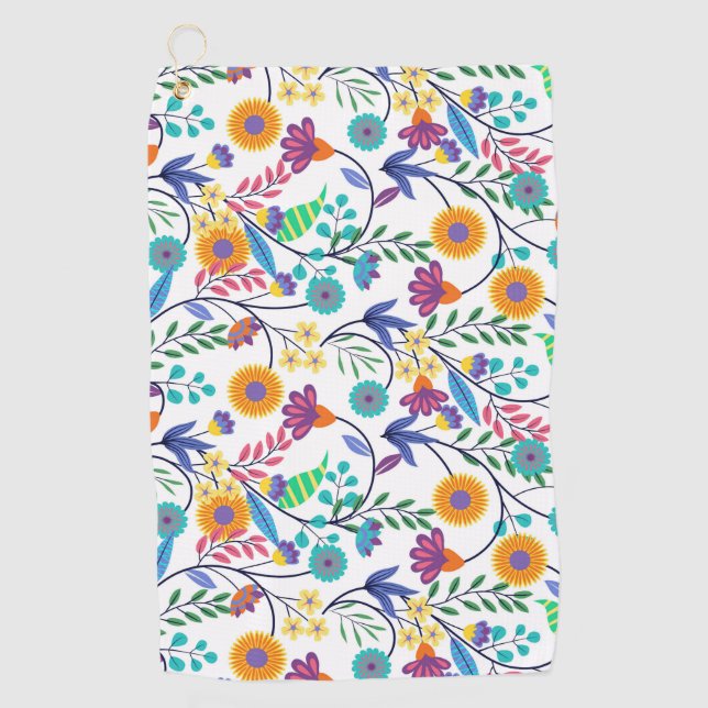 Colourful Exotic Floral Background Pattern-23145 Golf Towel (Front)