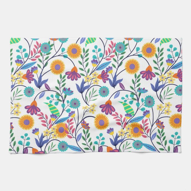 Colourful Exotic Floral Background Pattern-23145 Kitchen Towel (Horizontal)