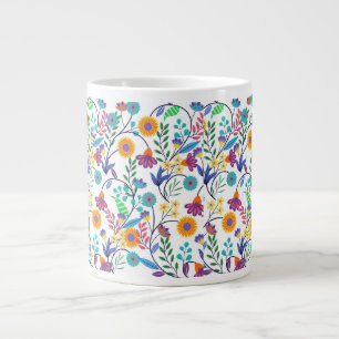 Colourful Exotic Floral Background Pattern-23145 Large Coffee Mug