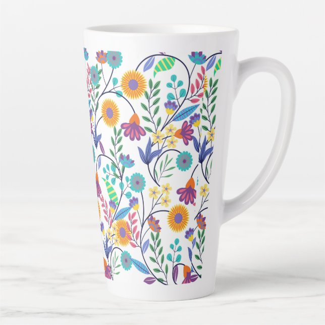 Colourful Exotic Floral Background Pattern-23145 Latte Mug (Right)