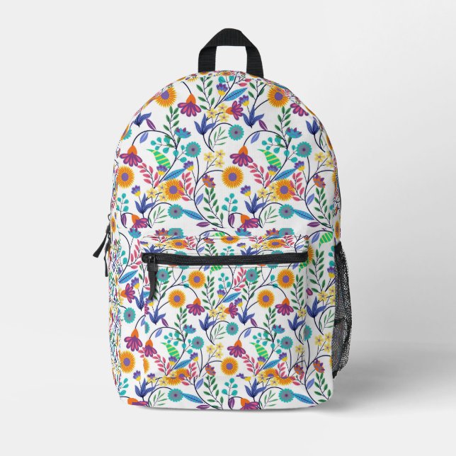 Colourful Exotic Floral Background Pattern-23145 Printed Backpack (Front)