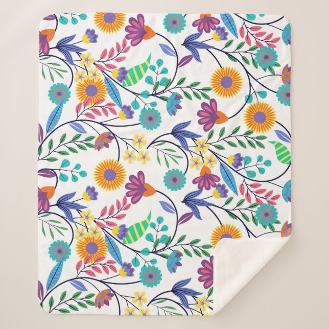 Colourful Exotic Floral Background Pattern-23145 Sherpa Blanket (Front)