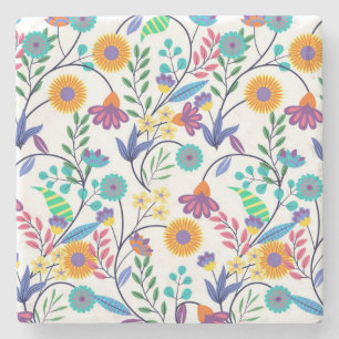 Colourful Exotic Floral Background Pattern-23145 Stone Coaster