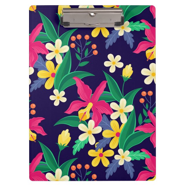 Colourful Exotic Floral Pattern-23021 Clipboard (Front)