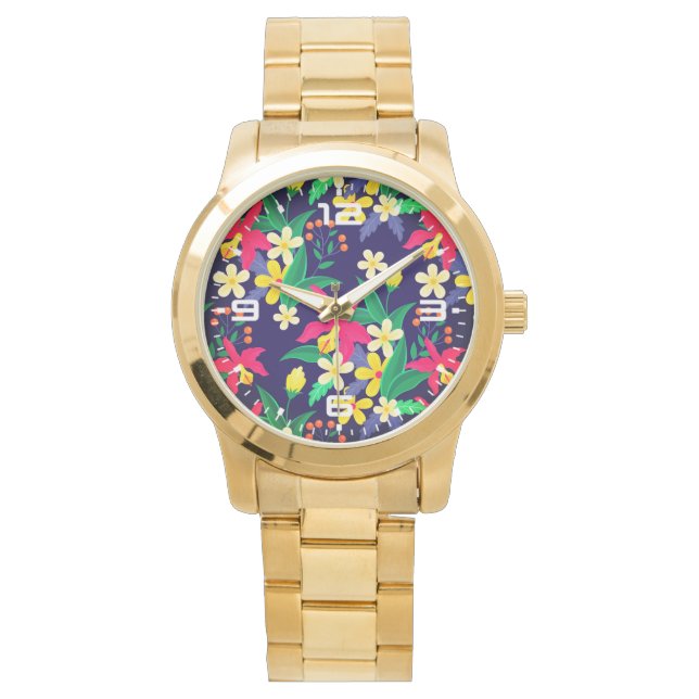 Colourful Exotic Floral Pattern-23021 Watch (Front)