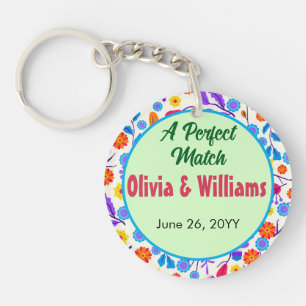 Colourful Exotic Floral Pattern-23146 Keychain