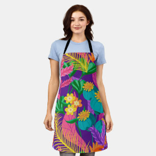 Colourful Exotic Floral Pattern-23148 Apron
