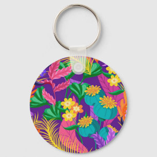 Colourful Exotic Floral Pattern-23148 Keychain