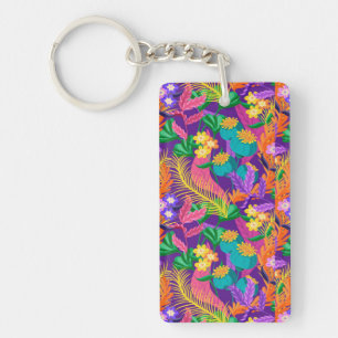 Colourful Exotic Floral Pattern-23148 Keychain