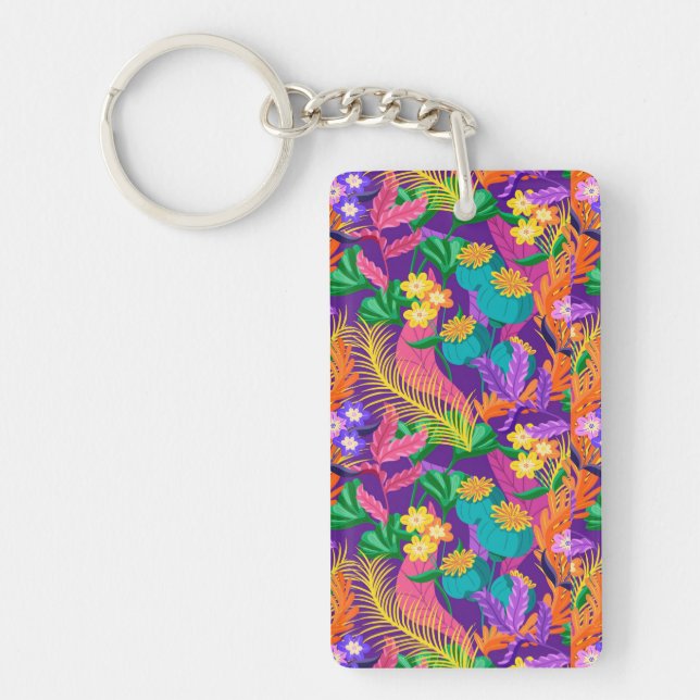 Colourful Exotic Floral Pattern-23148 Keychain (Front)