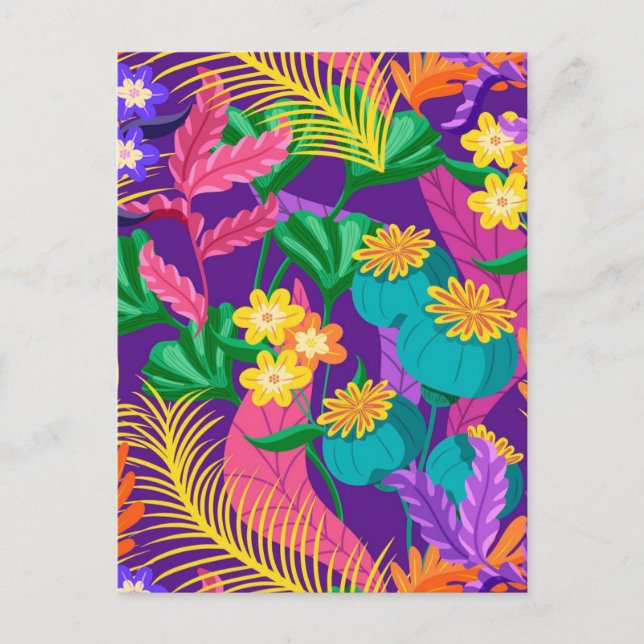 Colourful Exotic Floral Pattern-23148 Postcard (Front)