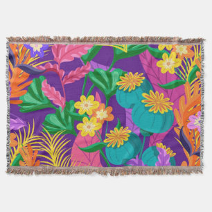 Colourful Exotic Floral Pattern-23148 Throw Blanket