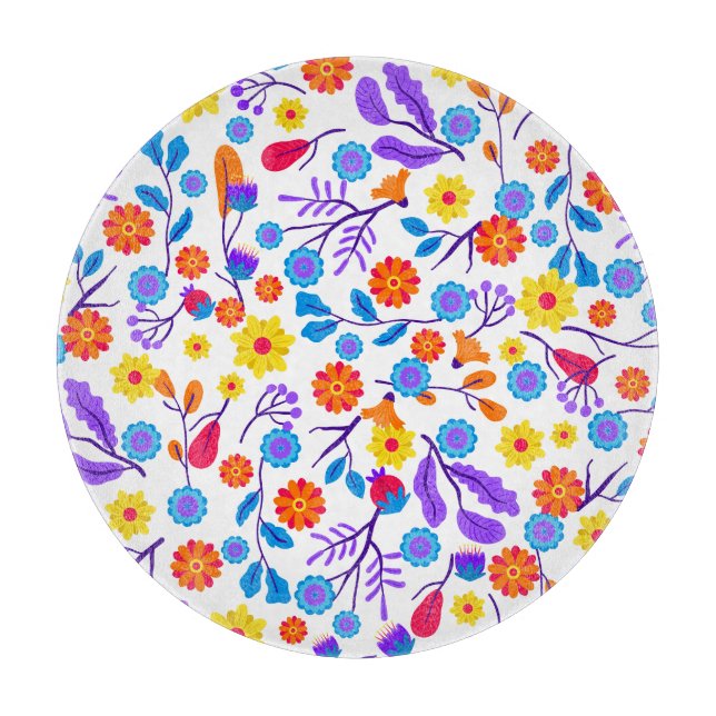 Colourful Exotic Floral Pattern-23165 Cutting Board (Front)