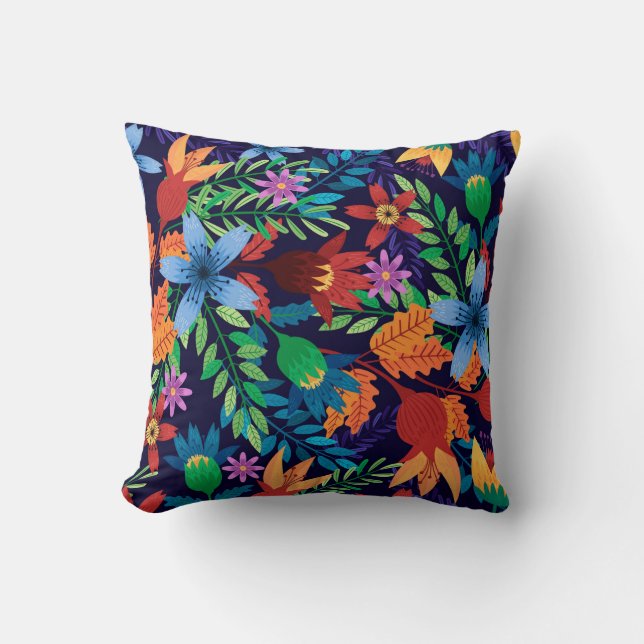 Colourful Exotic Floral Pattern-24367 Throw Pillow (Front)