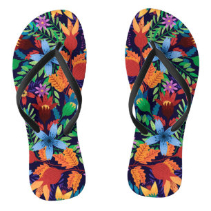 Colourful Exotic Floral Pattern-32436 Flip Flops
