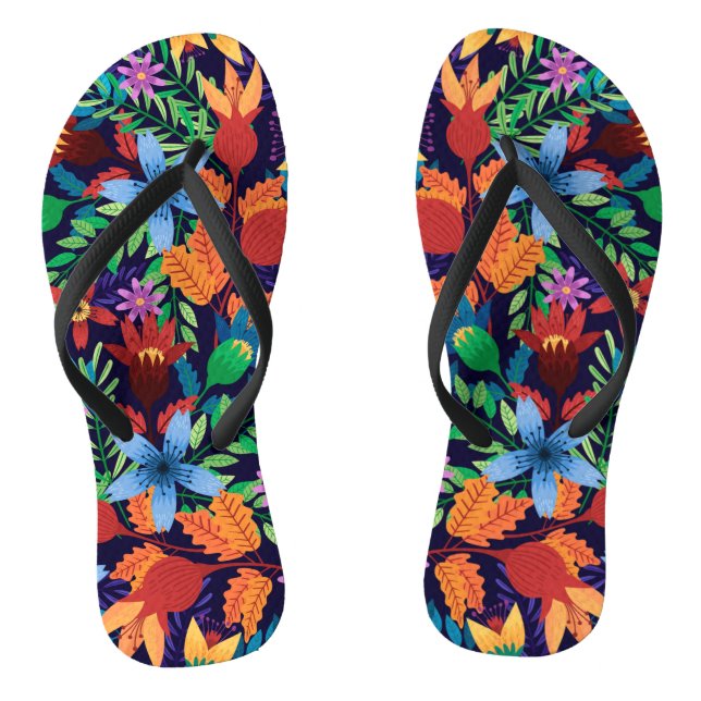 Colourful Exotic Floral Pattern-32436 Flip Flops (Footbed)