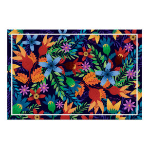 Colourful Exotic Floral Pattern-32436 Poster