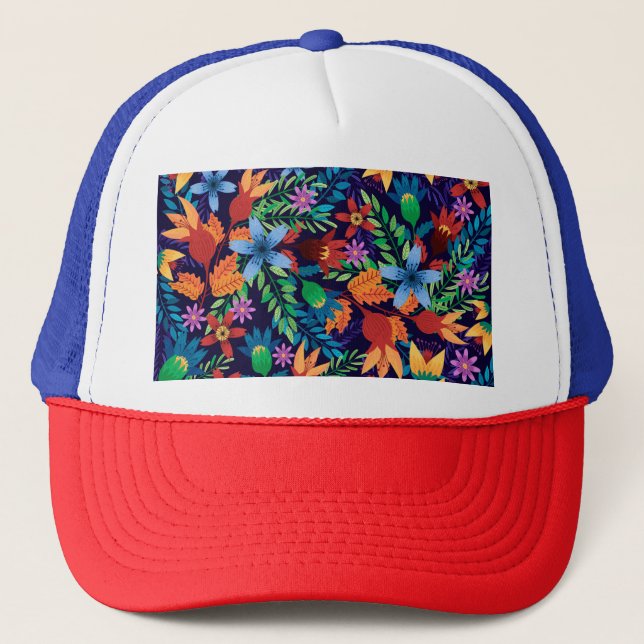 Colourful Exotic Floral Pattern-32436 Trucker Hat (Front)