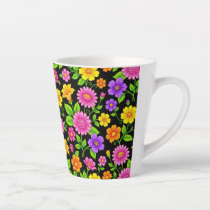 Colourful Exotic Floral Pattern-35681 Latte Mug