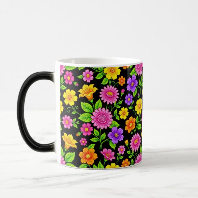Colourful Exotic Floral Pattern-35681 Magic Mug (Left)