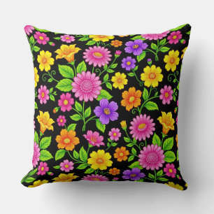 Colourful Exotic Floral Pattern-35681 Throw Pillow