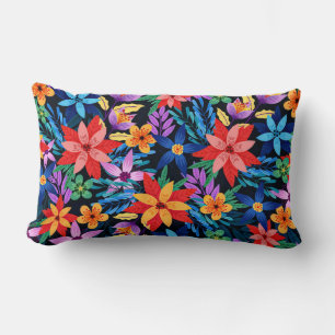 Colourful Exotic Floral Pattern-68578 Lumbar Pillow