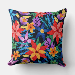 Colourful Exotic Floral Pattern-68578 Throw Pillow