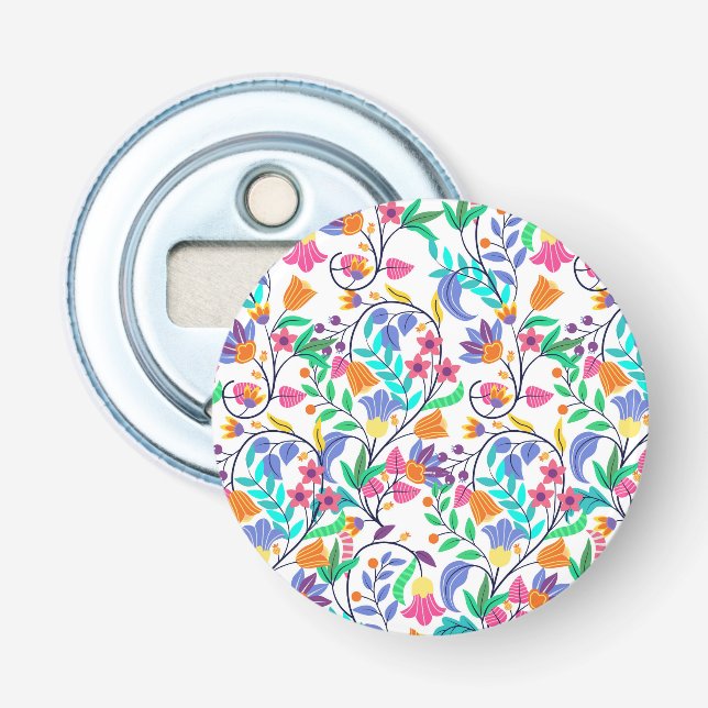 Colourful Exotic Floral Pattern Bottle Opener (Front)