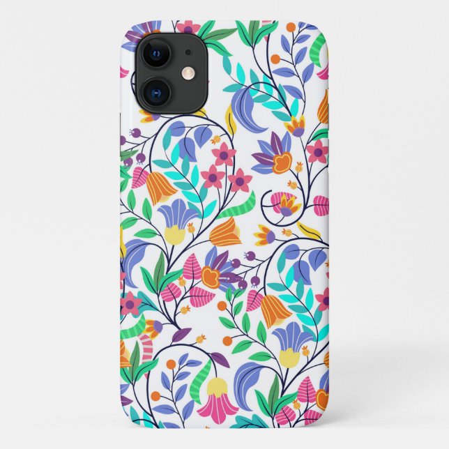 Colourful Exotic Floral Pattern Case-Mate iPhone Case (Back)