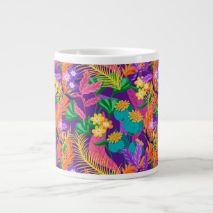 Colourful Exotic Floral Pattern Design  Large Coffee Mug