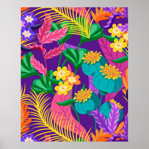 Colourful Exotic Floral Pattern Design  Poster
