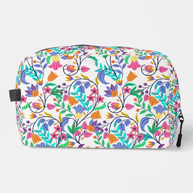 Colourful Exotic Floral Pattern Dopp Kit (Front)