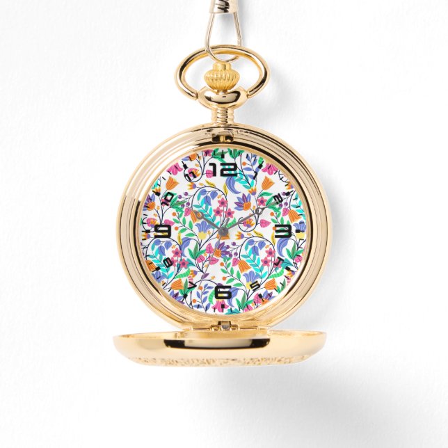 Colourful Exotic Floral Pattern Watch (Front)