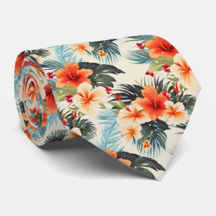 Colourful Exotic Flowers Design Neck Tie