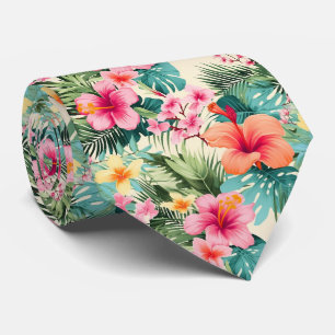 Colourful Exotic Flowers Design Neck Tie