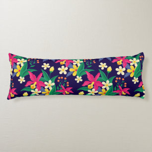 Colourful Exotic Flowers Leaves Pattern-23021 Body Pillow