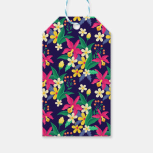 Colourful Exotic Flowers Leaves Pattern-23021 Gift Tags