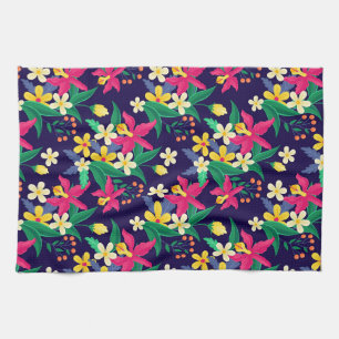 Colourful Exotic Flowers Leaves Pattern-23021 Kitchen Towel