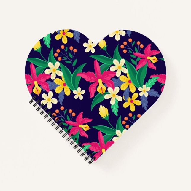 Colourful Exotic Flowers Leaves Pattern-23021 Notebook (Front)