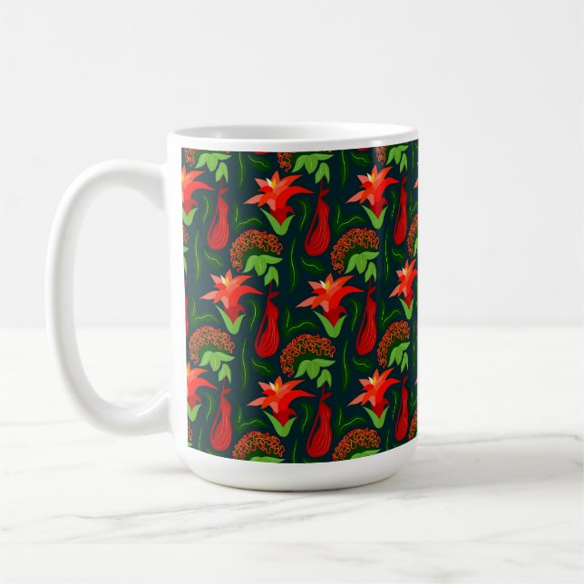 Colourful Exotic Flowers Leaves Pattern-23187 Coffee Mug (Left)