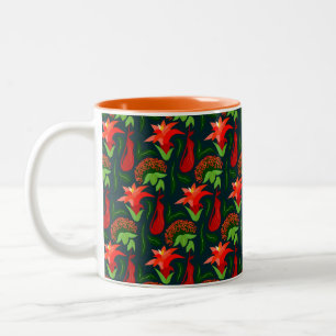 Colourful Exotic Flowers Leaves Pattern-23187 Two-Tone Coffee Mug
