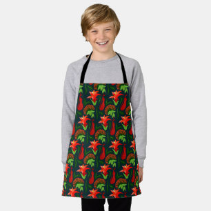 Colourful Exotic Flowers Leaves Pattern Apron