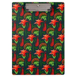 Colourful Exotic Flowers Leaves Pattern Clipboard