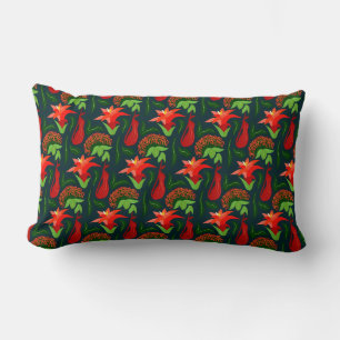 Colourful Exotic Flowers Leaves Pattern Lumbar Pillow