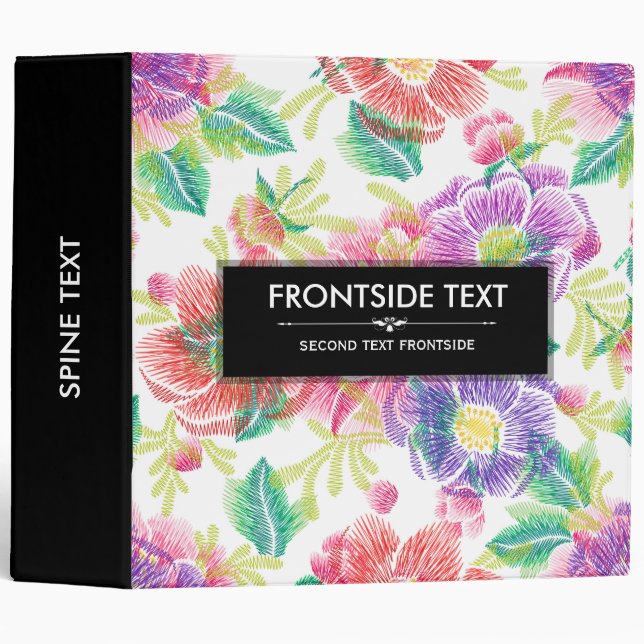 Colourful Exotic Flowers Pattern Binder (Front/Spine)