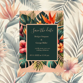 Colourful Exotic Hawaiian Tropical Save the Date Invitation