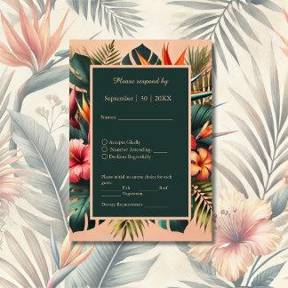 Colourful Exotic Hawaiian Tropical Wedding RSVP Card