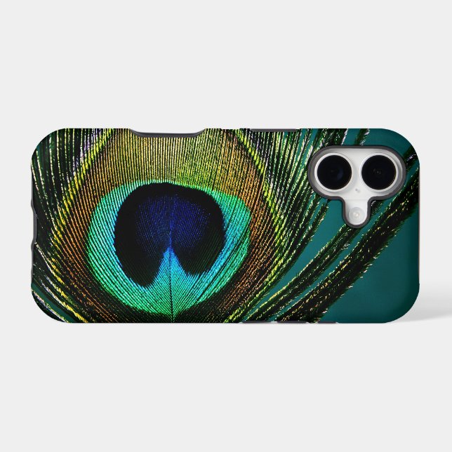 Colourful Exotic Peacock Feather Modern (Back (Horizontal))