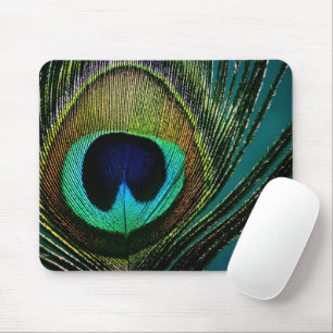 Colourful Exotic Peacock Feather Modern Mouse Pad
