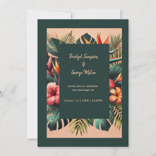 colourful Exotic Tropical Hawaiian Floral Wedding  Invitation